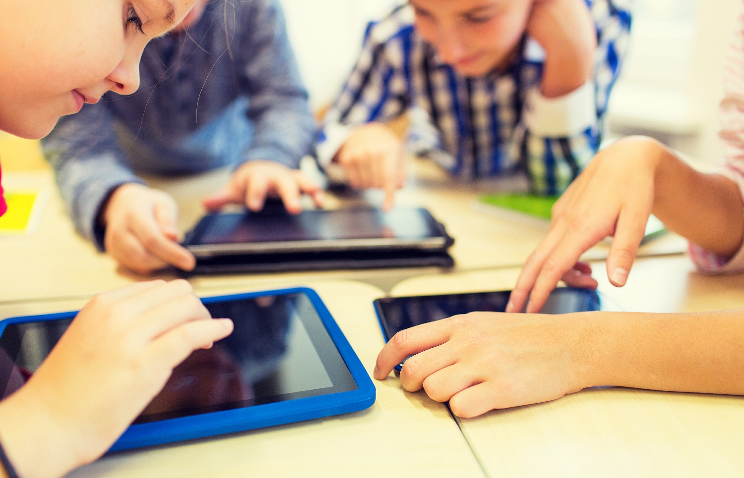 Education,,Elementary,School,,Learning,,Technology,And,People,Concept,-,Close